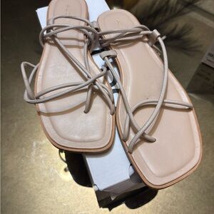 Aldo Cream Minimalist Sandals with Strappy Design